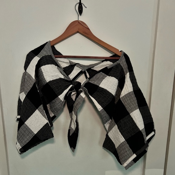 Mara Hoffman Justine Plaid Organic Cotton linen Blend Crop Top - Picture 2 of 4